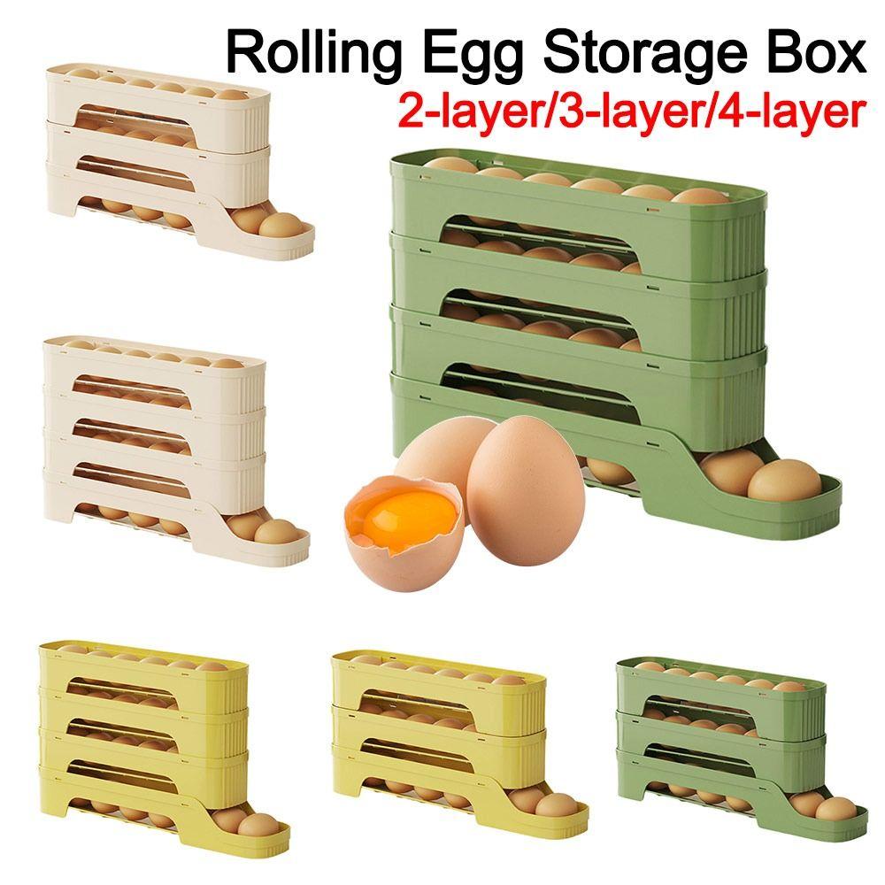 Large Capacity Automatic Egg Roller Slide Organizer Refrigerator Egg Storage Box  Kitchen