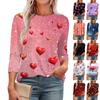Женская модная футболка с круглым вырезом и рукавом 3/4 с принтом, повседневная, базовая, плиссированная, пуловер