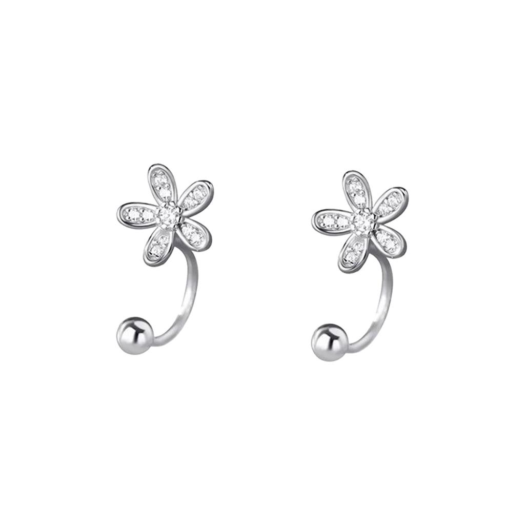 Women's Flower Stud Earrings Charm Elegant Rhinestone Floral Stud Earrings for Bridal Wedding Jewelry