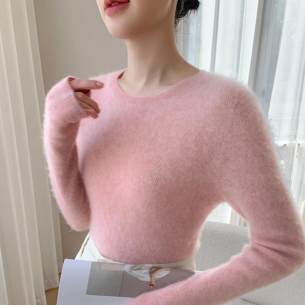 Women's Slim Fit Cashmere Sweater - Long Sleeve, Round Neck, Autumn/Winter Knitwear, Skin-Friendly, Stylish Base Layer