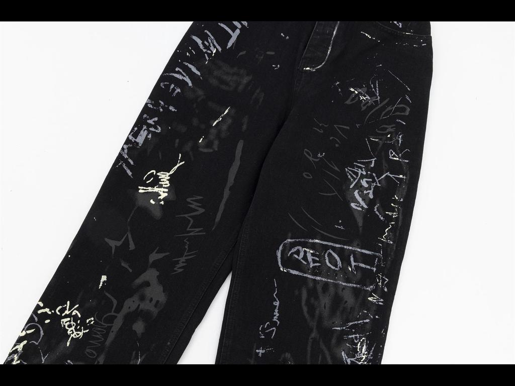 Джинсы унисекс с широкими штанинами High Street American Graffiti Print