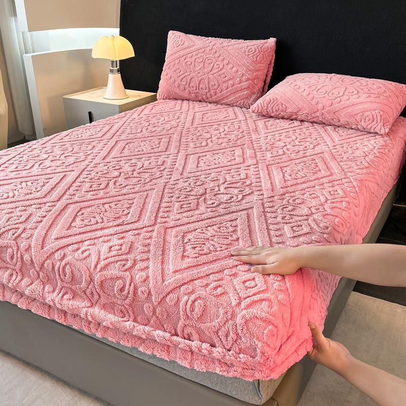 Winter Warm Fitted Bed Sheet Taff Velvet Fleece Bed Linen Single/Double/King/Queen Size Plush Mattress Cover Thick Bed Cover