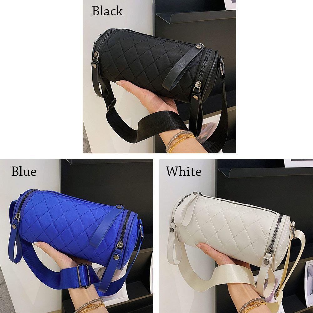 Women Diamond Lattice Cylinder Pillow Bag Crossbody Handbag Shoulder Bag Messenger Satchel