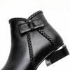 2024 Autumn Winter Women's PU Short Boots Ladies Fashion Bow Side Zipper Middle  Warm Casual Elegant Suede Ankle Boots Plus Size