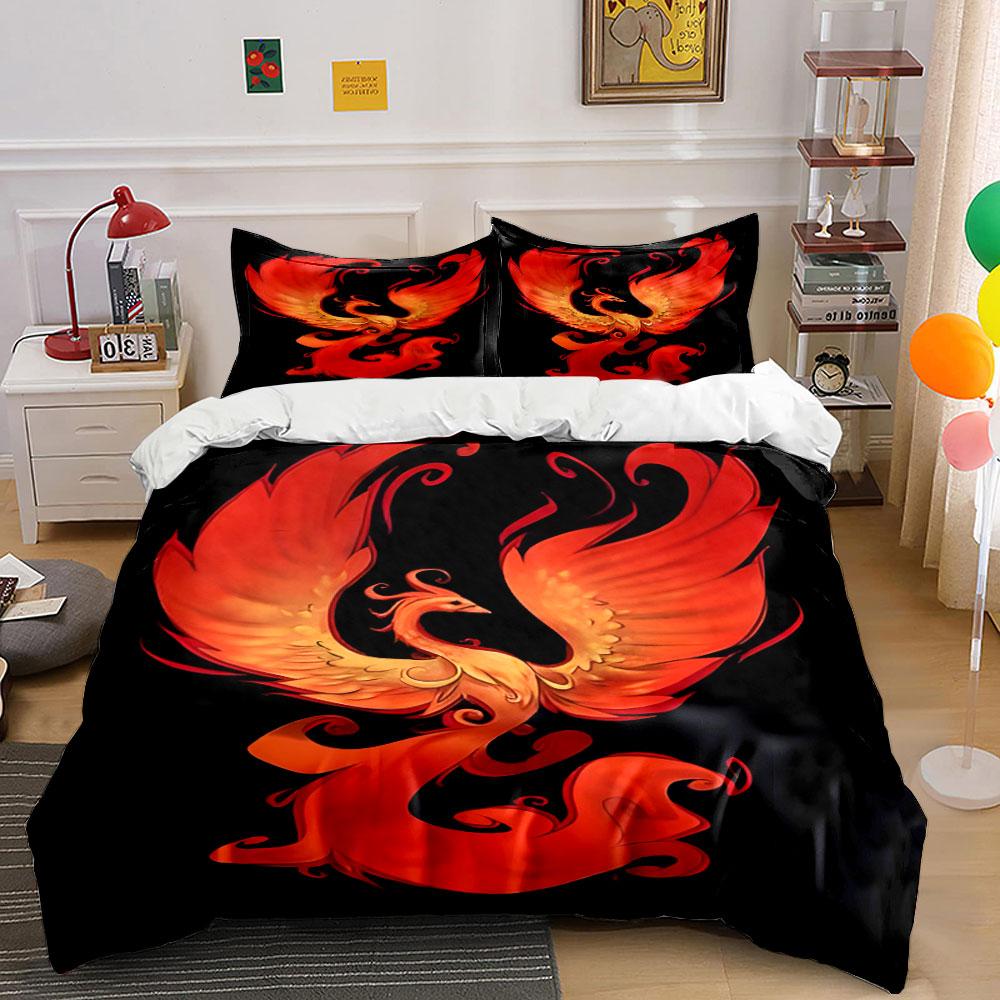 "Fiery phoenix's graceful ascent" Bedding sets Duvet covers Pillowcases(1* Duvet Cover 2* Pillowcases without duvet insert)
