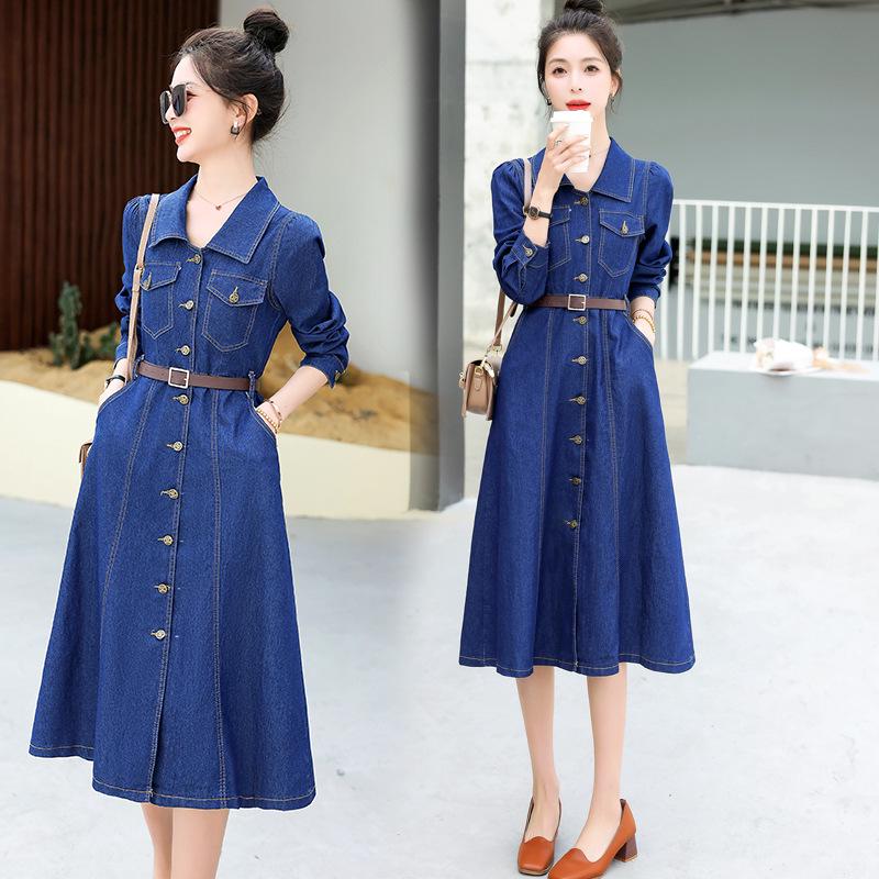 2024 Ранняя осень Европейское облегающее джинсовое платье - модная, омолаживающая, высококачественная женская длинная юбка