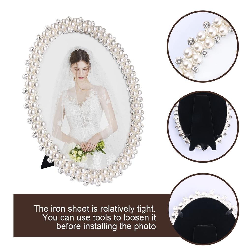 1 Pcs 6-inch 7-inch 8-inch 10-inch Pearl Frame Wedding Rhinestone European Style Desktop Frame, Family and Friends Gift Hom