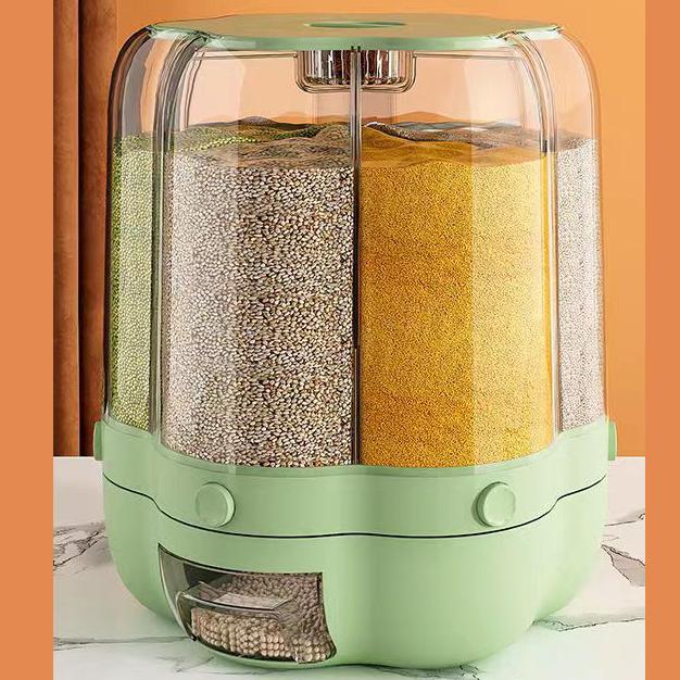 Bucket Household Moistureproof Insectproof Rice Rice Storage Box Rotatable Sealed Grain Storage Box Kitchen Partition Tool