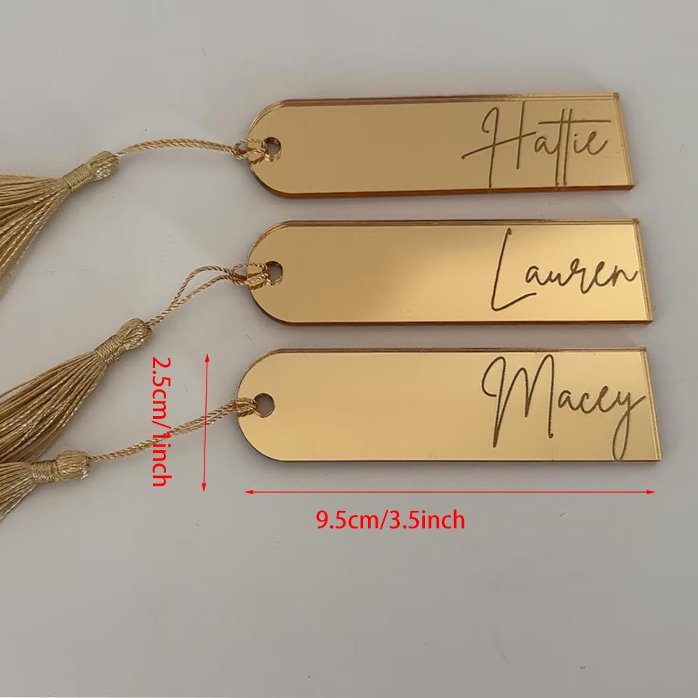 Custom Acrylic Name Place Cards Mirrored Place Card Wedding Bachelorette Party Gold Mirror Place Mats Engraved Tag Bridal Shower