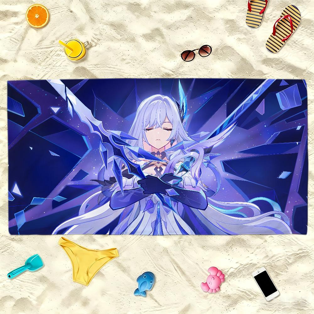 Игра Genshin Impact Skirk Полотенце Мягкое Легкое Анти-Песок Большое Пляжное Полотенце Быстросохнущее Ванная Спорт Семья