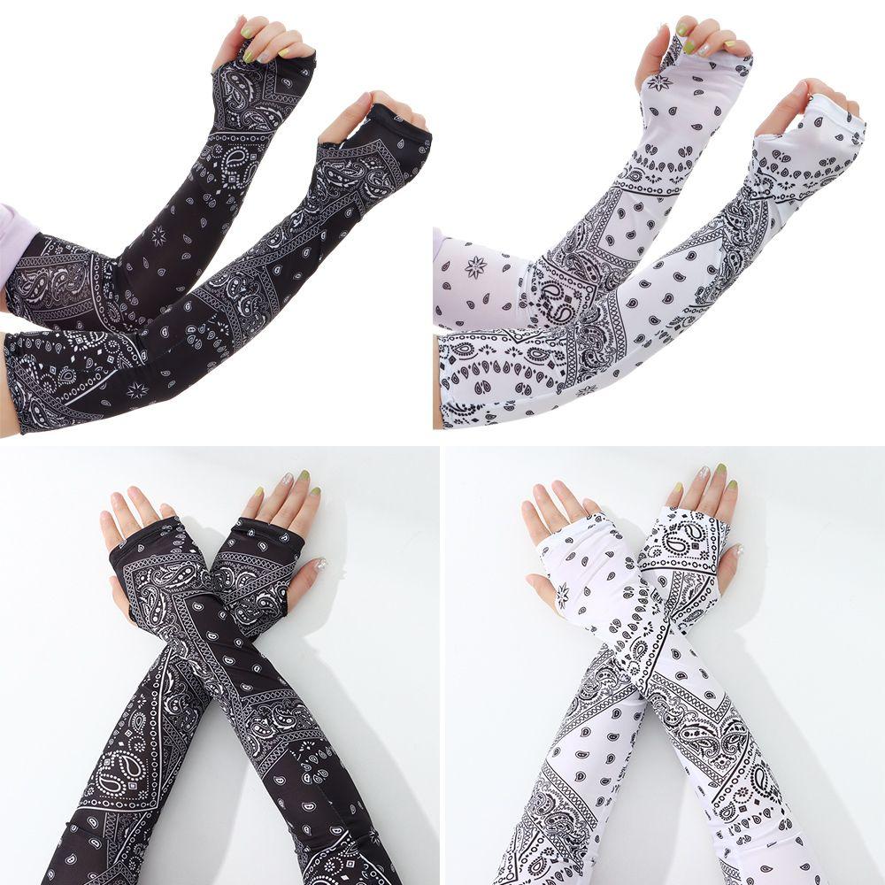 Women Men Sports Sun Protection Long Gloves Hand Cover Ice Silk Sleeves Arm Sleeves