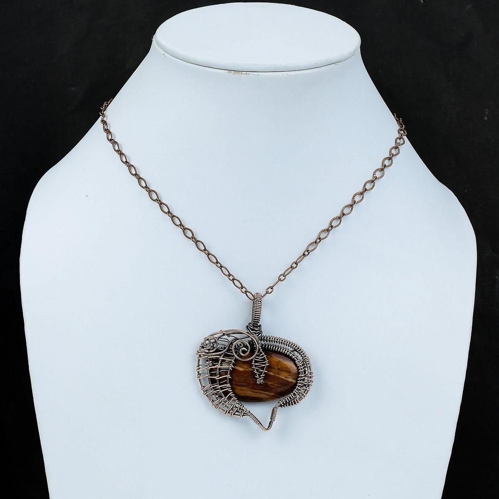 Red Snakeskin Jasper Pendant Copper Wire Wrapped Pendant Real Gemstone Copper Jewelry Handmade Pendants Gift For Bridal Wire Wrapped Jewelry