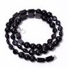AAA 100% Натуральный Черный Оникс Смешанная Форма Драгоценный Камень Гладкие Бусины Ожерелье 7-10мм 18" UB-8657
