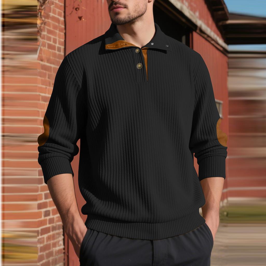 Мужская повседневная толстовка с длинным рукавом, термо, воротник-стойка, пуловер на пуговицах