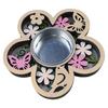 Wood Candle Holder Candlestick With Exquisite Flower And Butterfly Pattern For Living Room