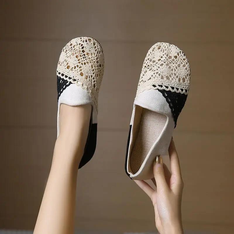 Модная женская обувь Слипоны Круглый носок Не корейский стиль Повседневная Стильная Быстрая доставка Предложение Дешевая ликвидация 39 Женские туфли на плоской подошве