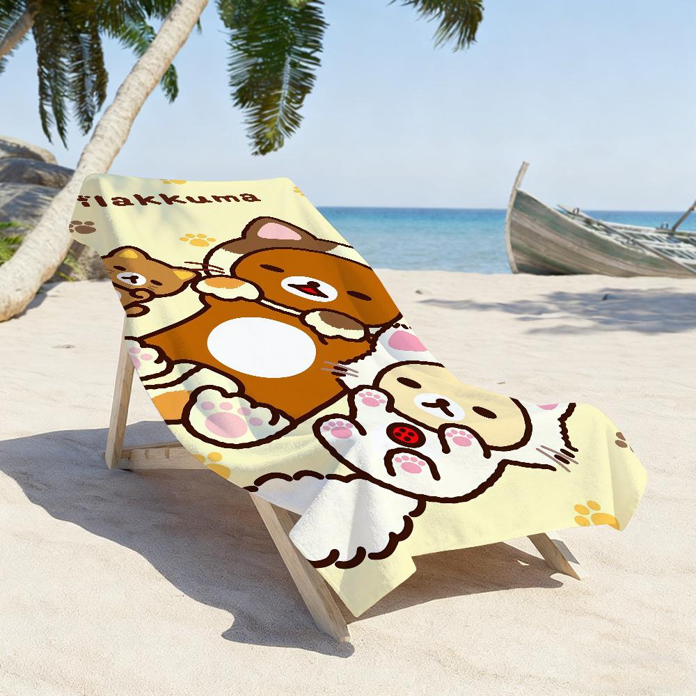 Мультяшный Милый R-Rilakkuma-S Милое Полотенце Спортивное Быстросохнущее Туристическое Снаряжение для Кемпинга Пескостойкое Мягкое Легкое Большое Пляжное Полотенце