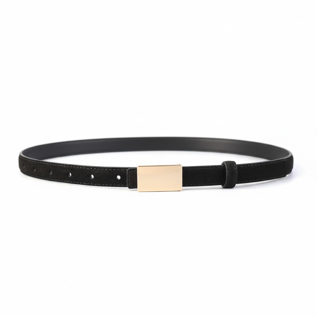Womens Genuine Cowhide Leather Belt With Prong Buckle For Office And Casual Wear