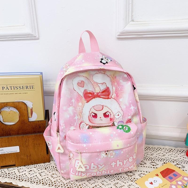 Cute Cartoon Plush Rabbit Letter Printed Children Backpack For Kindergarten