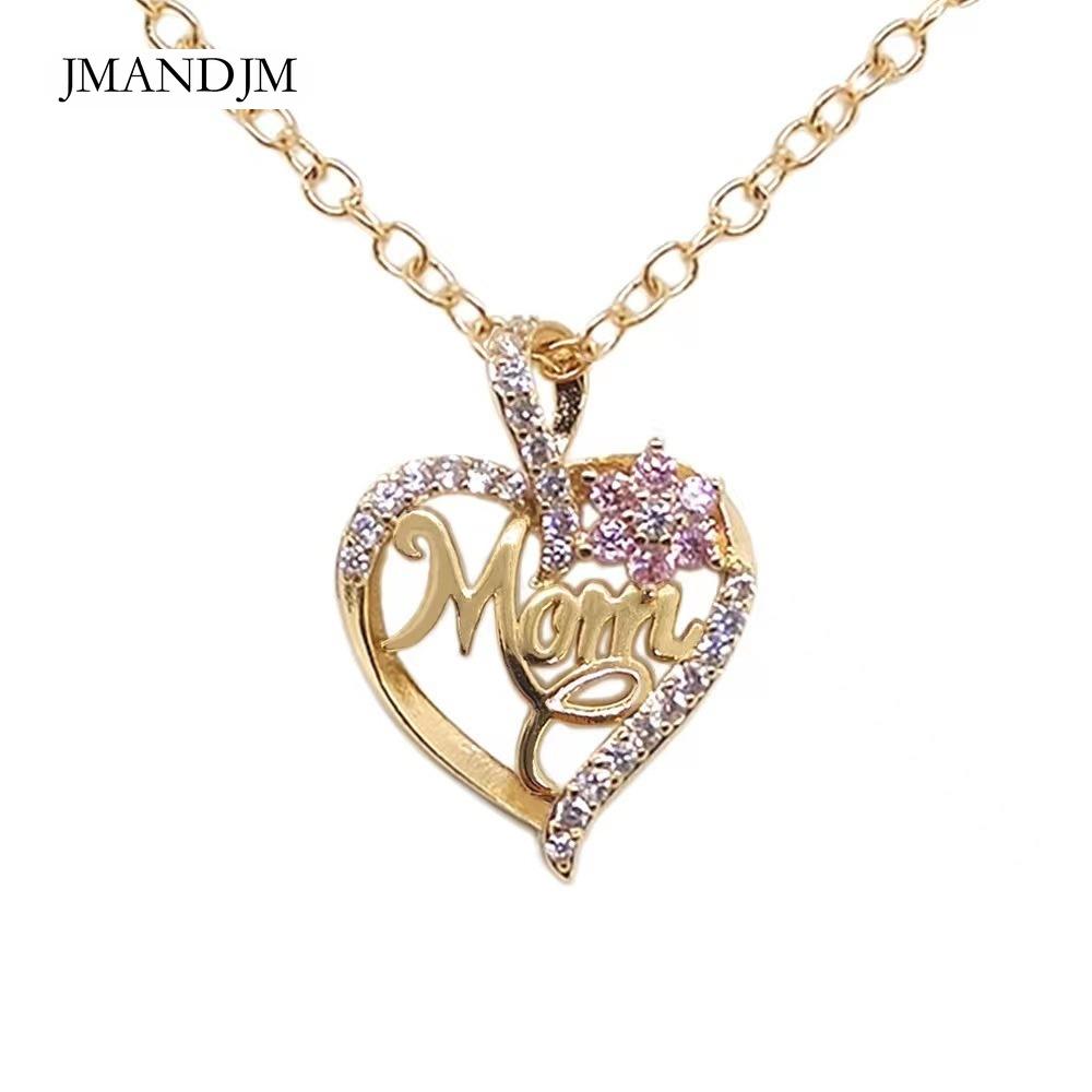 New TEMU Love Flower Mother's Day MOM Diamond Zircon Necklace Simple Pendant