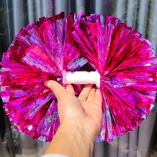 Yousheng Double-headed Metallic Pom Poms Cheerleading Flower Ball with Handle Team Sports Spirit Party Kids Adults Cheer Pompoms