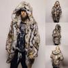 Fashion Mens Warm Leopard Thick Hooded Coat Jacket Faux Outwear Overcoat