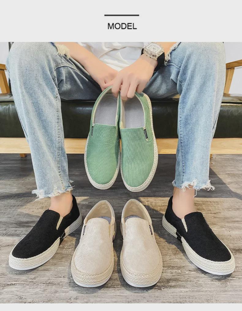 Men's Spring 2024 White Casual Slip-On Canvas Sneakers, Breathable Old Beijing Style