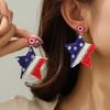 Серьги-флажки из рисовых бусин для женщин, День независимости, красно-бело-синий, пятиконечная звезда, Соединенные Штаты