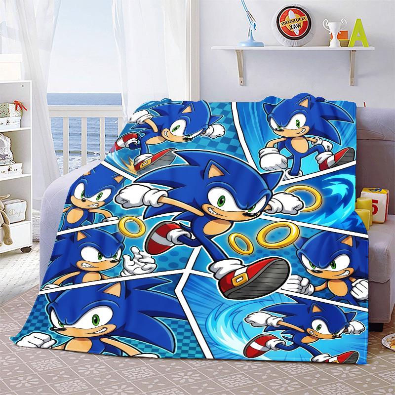 Sonic Warm Throw Blanket Flannel Soft Cozy Lightweight Blanket for Bed Sofa Home Decor -QJY