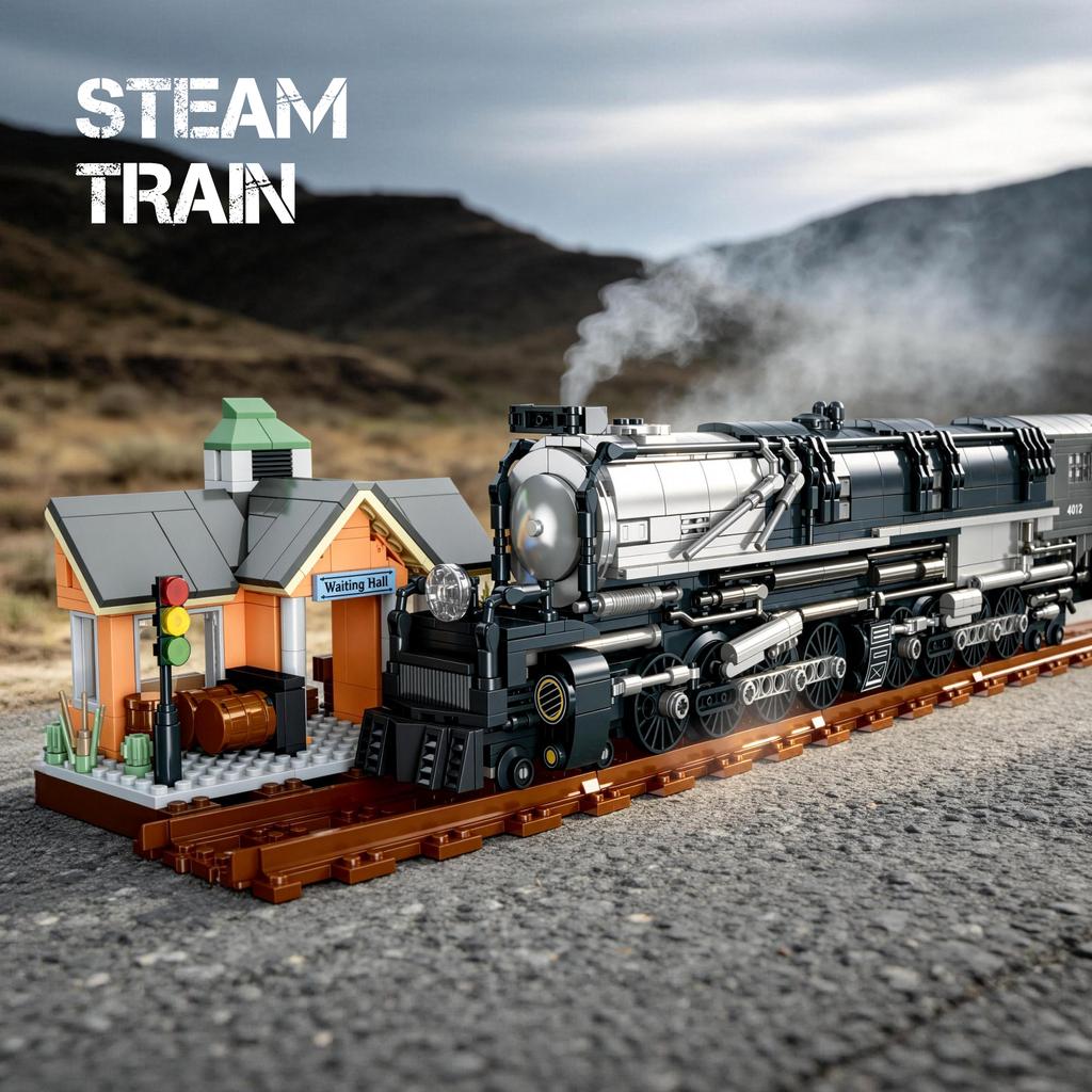 1277Pcs City Railway Steam Train Model Assembly Toy Moc Building Blocks Toys Educational Toy Home Decoration Adult Birthday Gift