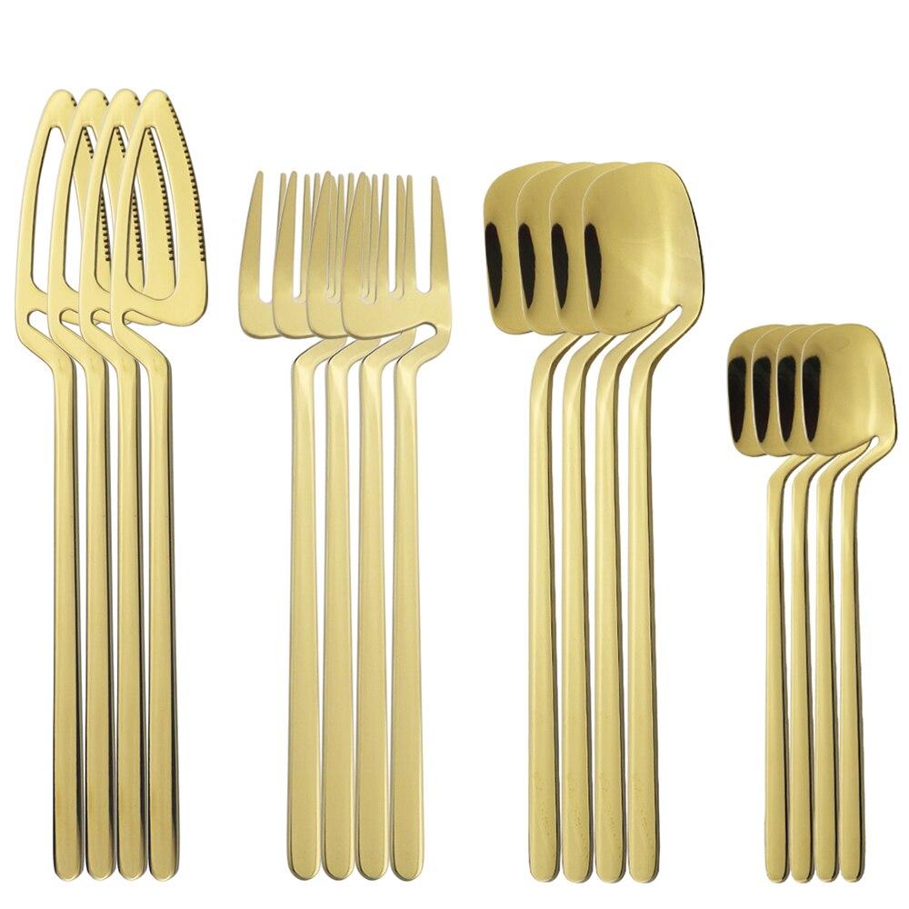 16Pcs Purple 304 Stainless Steel Mirror Polished Tableware Cutlery Set Knives Fork Coffee Spoons Dinnerware Set Party Kitchen Silverware Set