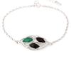 [R5615] - Silver Bracelet 'Meghan' Brown Green Silver (rhodium) - 30x15mm