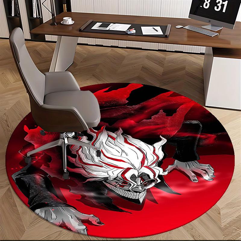 1 шт. Круглый ковер Tokyo Ghoul Kaneki Ken - Аниме Мультяшный дизайн, Коврик под офисное кресло, Нескользящий ковер для домашнего декора, Гостиной, Спальни, Игровой комнаты, Подарок I