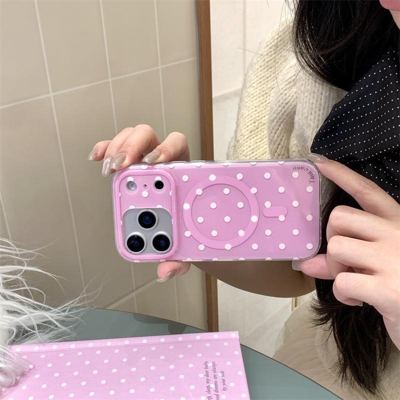 Однотонный чехол для телефона с магнитом и горошком для iPhone 17, Apple 16 Pro Max / 15 / 14