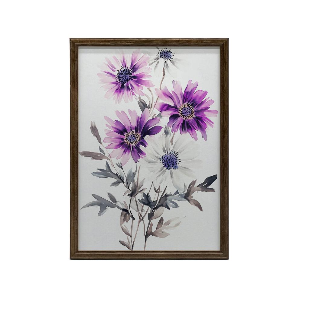 Kwiatowa Kompozycja W Akwareli Kwiatowa Kompozycja W Akwareli, 50X70 Cm, Rama Drewniana Jasny Dąb, Papier Matowy 230 Gsm