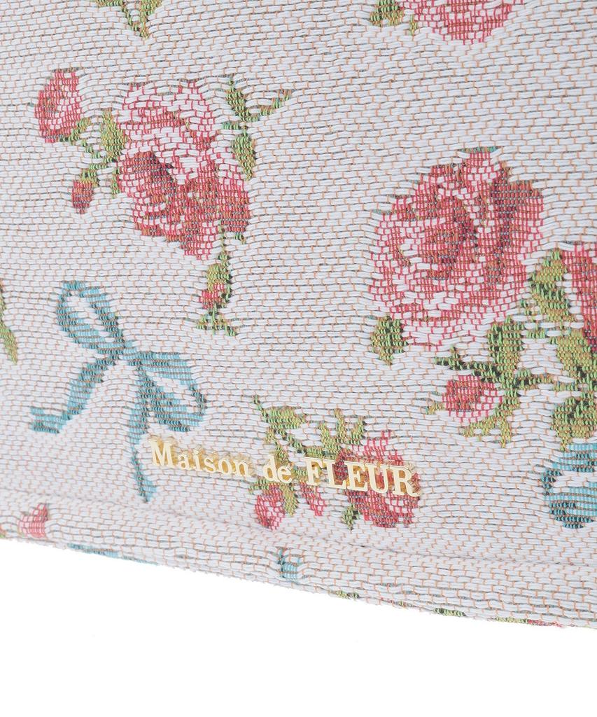 Женская квадратная сумка-тоут Maison de Fleur с гобеленовым рисунком и розовой лентой, цвет: кремово-белый