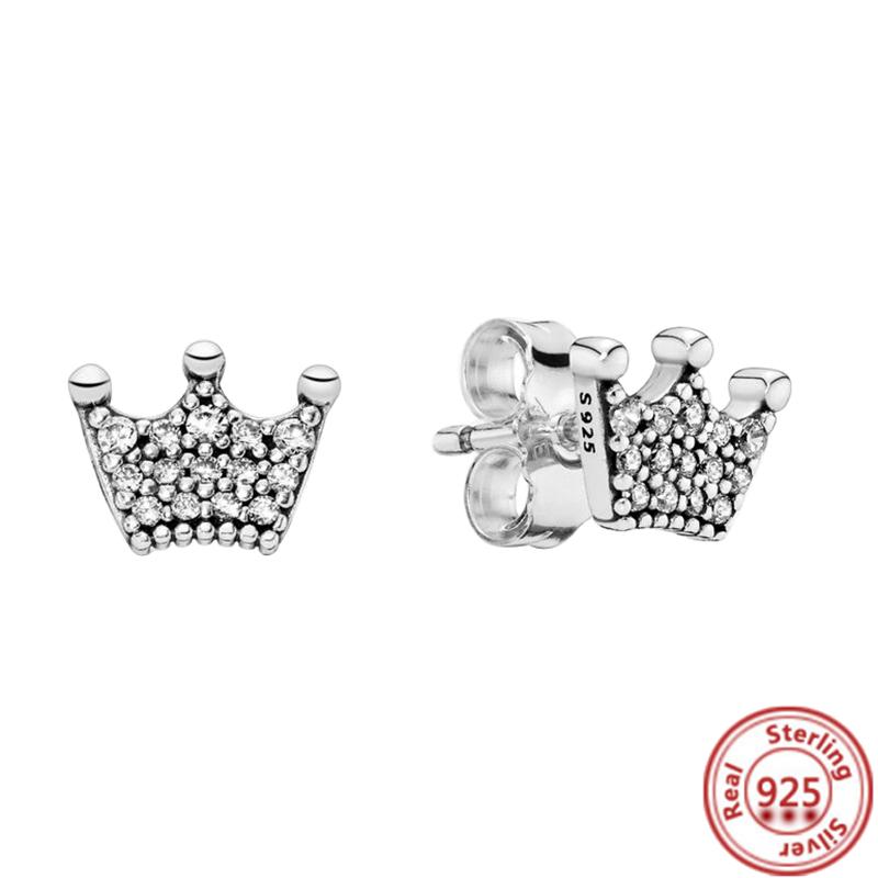 925 стерлингового серебра Шарм Двойной обруч Вечные Серьги Сердце Женская мода Подвеска Сверкающий Паве Серьги-гвоздики Подарки