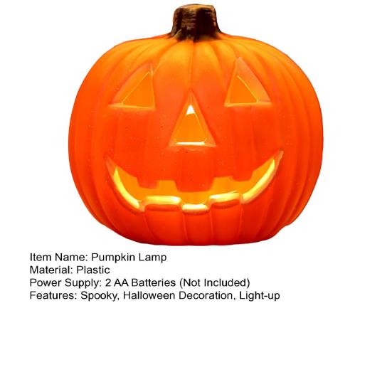 Хэллоуинская тыквенная лампа Жуткая светящаяся тыквенная фигурка Светящаяся декоративная тыква со светодиодной подсветкой для дома с привидениями Хэллоуин Домашний сад Декор