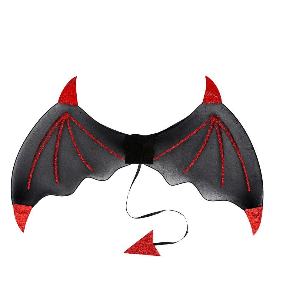 3Pcs/Set Demon Horn Hair Band Halloween Cosplay Props Funny Demon Wings Set  Costume Party