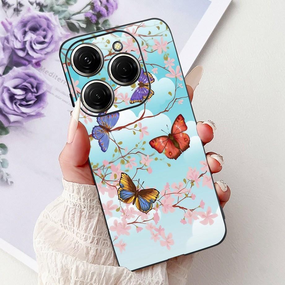 Роскошный матовый силиконовый мягкий чехол для Tecno Spark 20 20Pro 20 Pro+ 4G 5G Spark 20C KJ7 KJ6 KJ5 BG7 Чехол Цветок Любящее Сердце