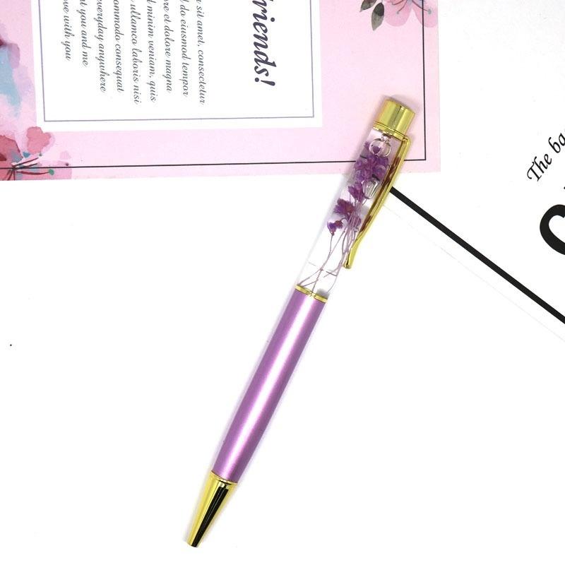 1 шт., креативная шариковая ручка, металлические шариковые ручки, канцелярские товары, ручки розового, золотого, розового золота, динамическая ручка с жидким цветком