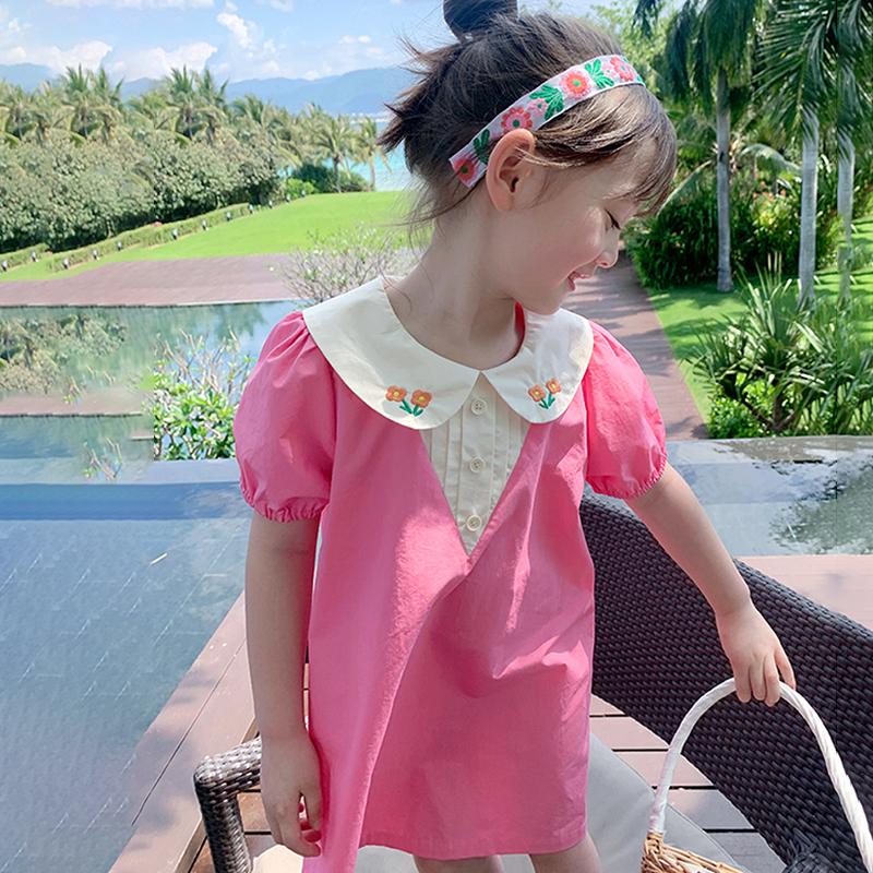 Летнее платье с цветочной вышивкой для девочек, платье принцессы, лоскутный дизайн