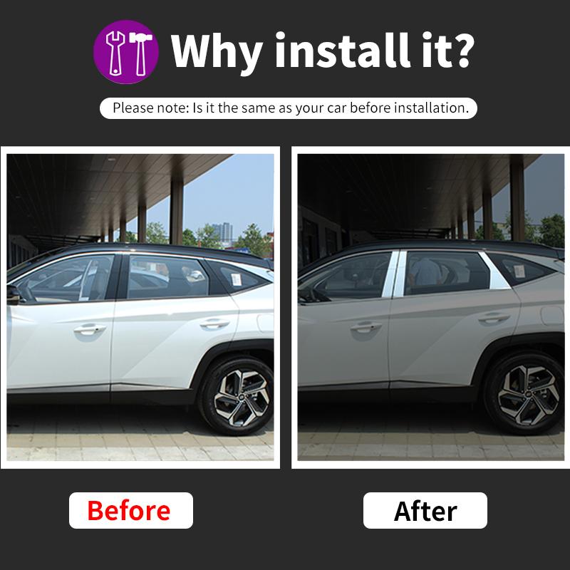 Нержавеющая сталь, стойки для окон автомобиля, накладка на колонку, защитная полоса, наклейки против царапин для Hyundai Tucson NX4 2022