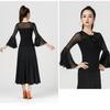 Women's Dance Suit Top Line Dance Clothing Summer Black Long Sleeve Mesh Ballroom Modern Female Dance Suit Samba Party Dresses