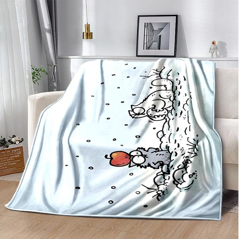Simon'S Cat Flannel Blanket Soft Warm All-Season Throw, Design for Camping, Car Travel, Hiking Sofa, Bed, Office Perfect Gift for Parties