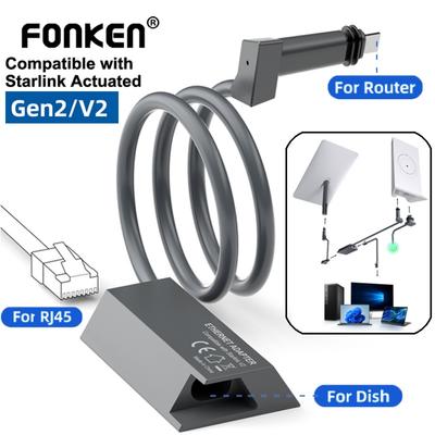 FONKEN Адаптер Starlink Ethernet для Starlink Standard Actuated Gen 2 RJ45 Dish Female to Router Male Adapter Быстрое и стабильное сетевое соединение