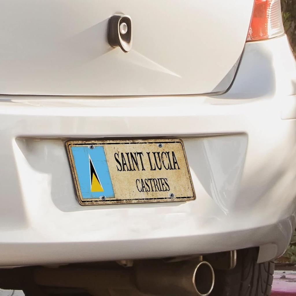 Номерные знаки Сент-Люсии с национальным флагом Кастри, винтажный металлический номерной знак, сувенир из страны, подарочный алюминиевый номерной знак, автомобильная бирка
