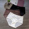 Women's Anti Bacterial Fashion Mid Waist Satin Lace Lace Mesh Breathable Comfortable Sexy Briefs Underwear