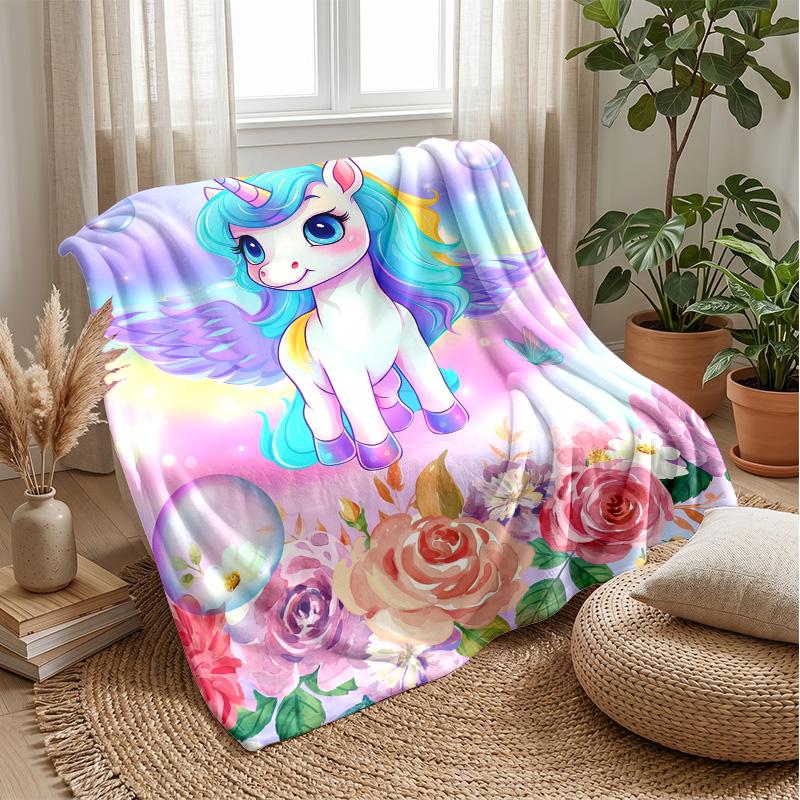Magical Unicorn Castle Theme blanket Lightweight Warm Flannel Blanket Decorative Throw Blanket for Home Decoration