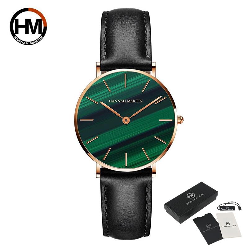 Luxury Quartz Watch Waterproof Women Green Malachite Stone Leather Ladies Top Brand Wrist Watches